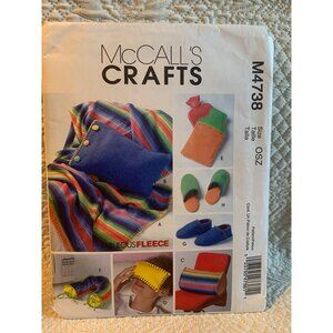 McCall's Fleece Gift Items Blanket Pillow Slippers Sewing Pattern M4738 - Uncut
